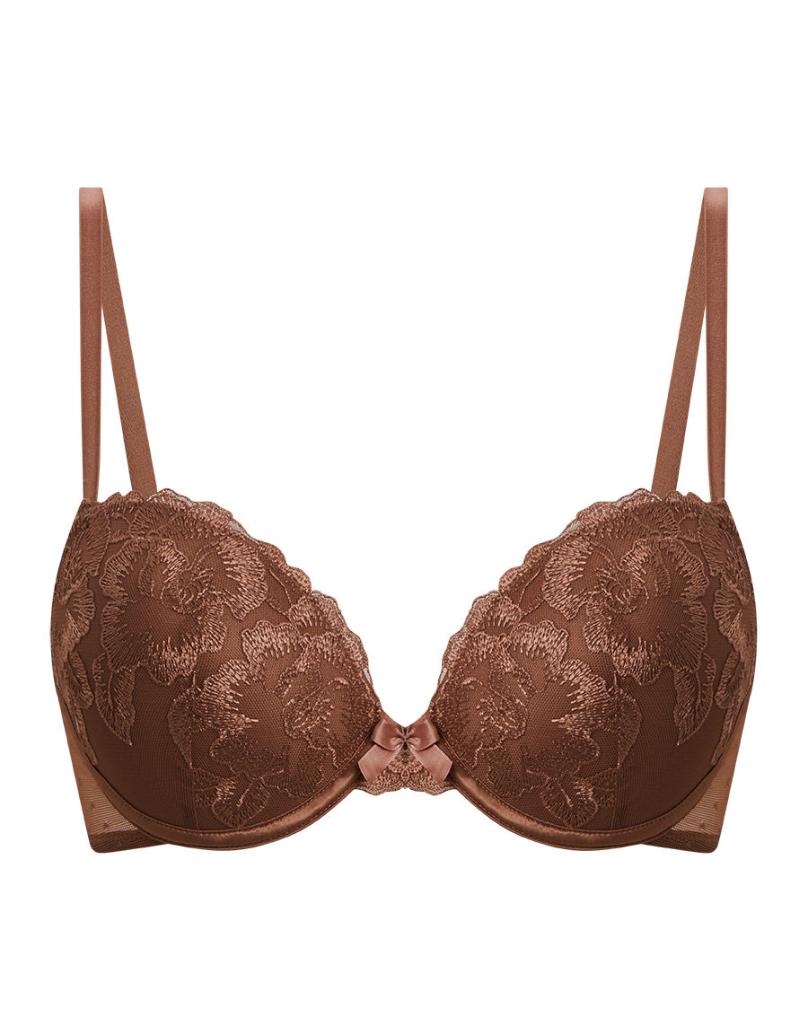 Embroidery Push-Up Plunge Bra
