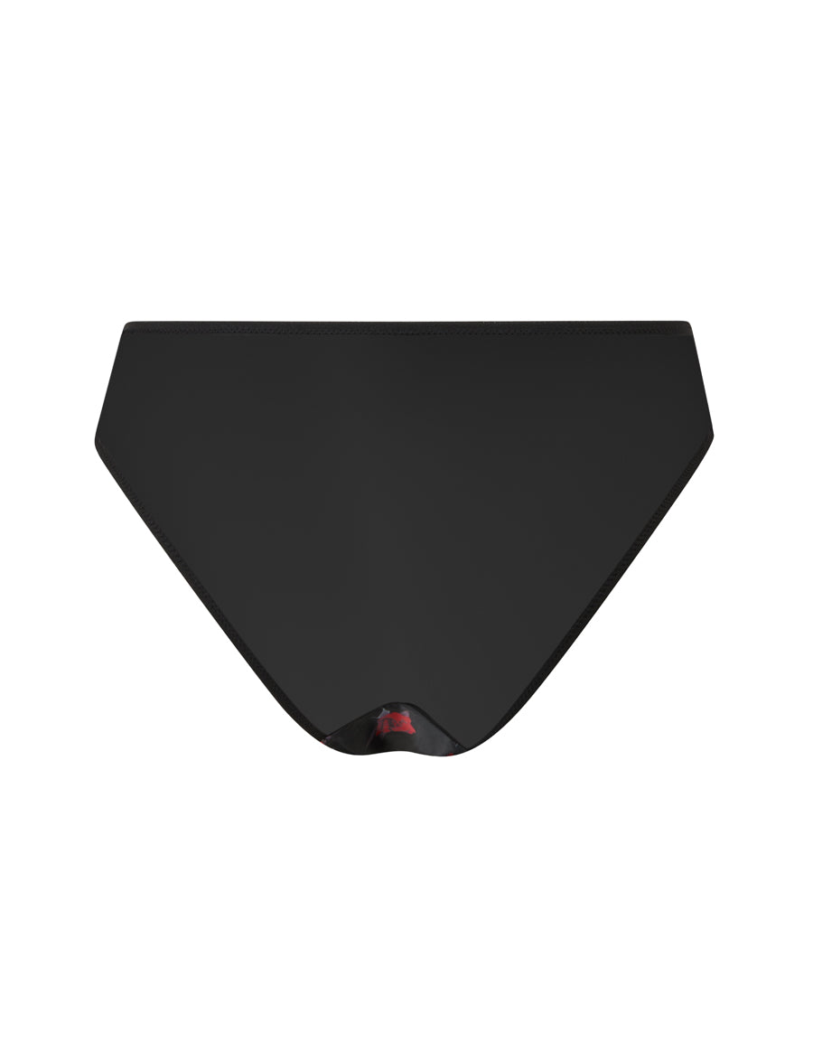 Floral Satin Brazilian Panty with Lace