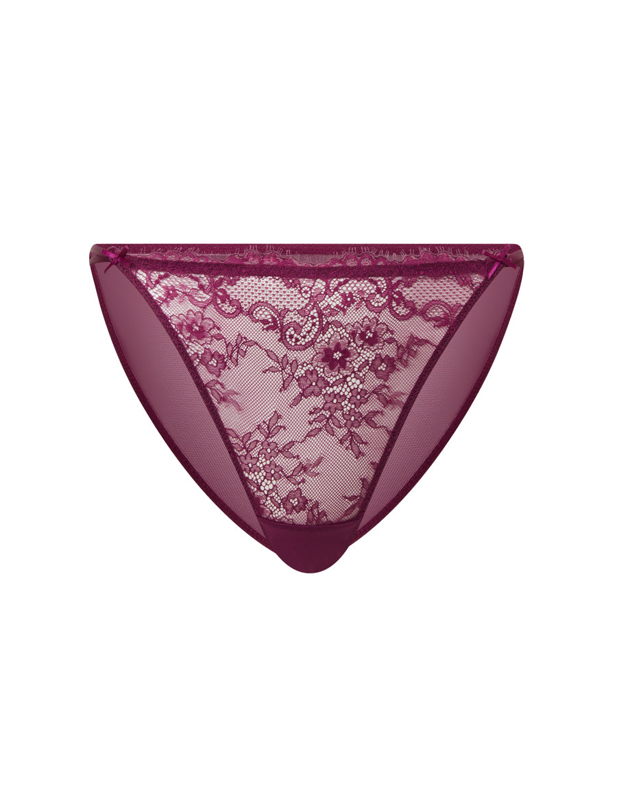 Floral Lace Dark Pink Tanga