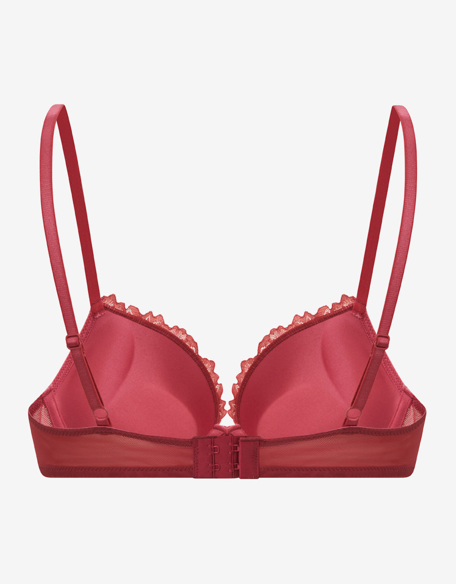 Red Double Push-Up Plunge Bra
