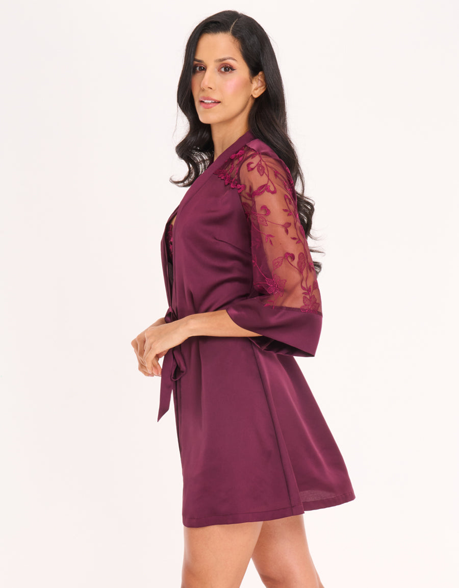Satin And Embroidery Short Dress