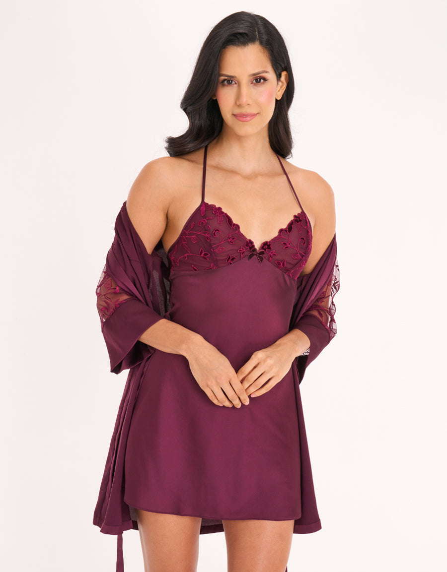 Satin And Embroidery Short Dress