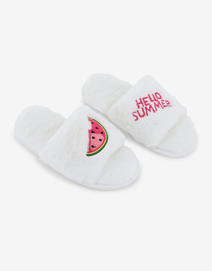 Fleece Open Toe Slippers