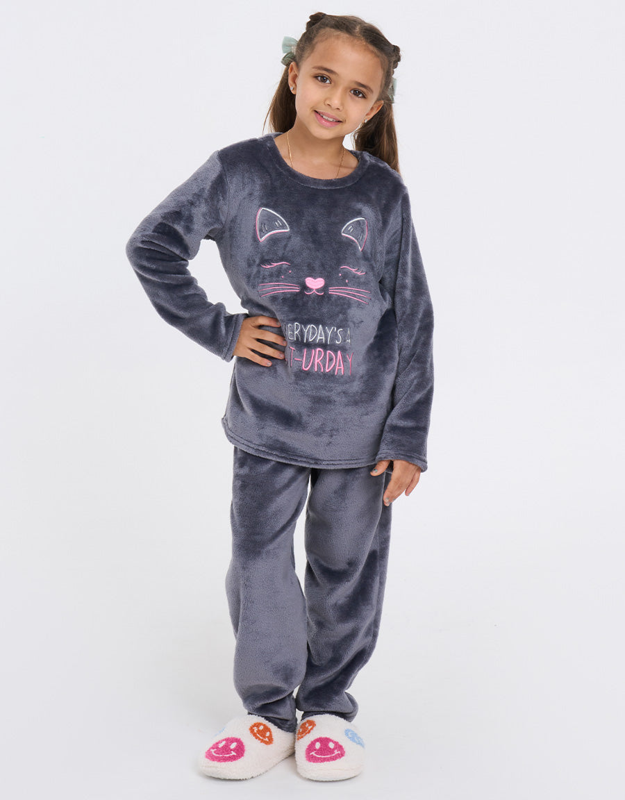Grey Fleece Pajama Set