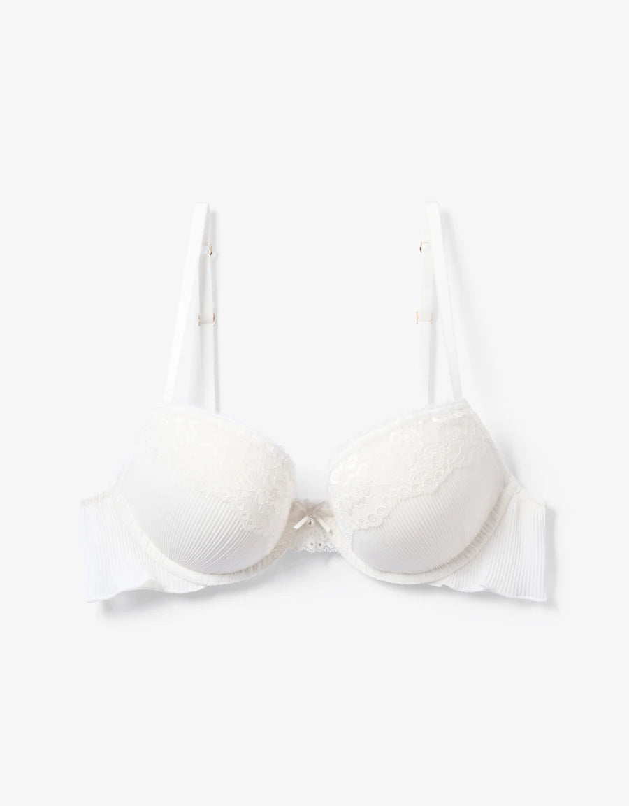 Lace-Trim Push-Up Bridal Plunge Bra