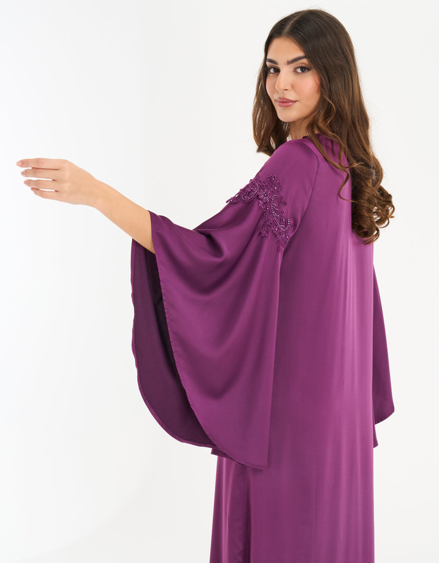 Satin Long Dress in Dark Purple