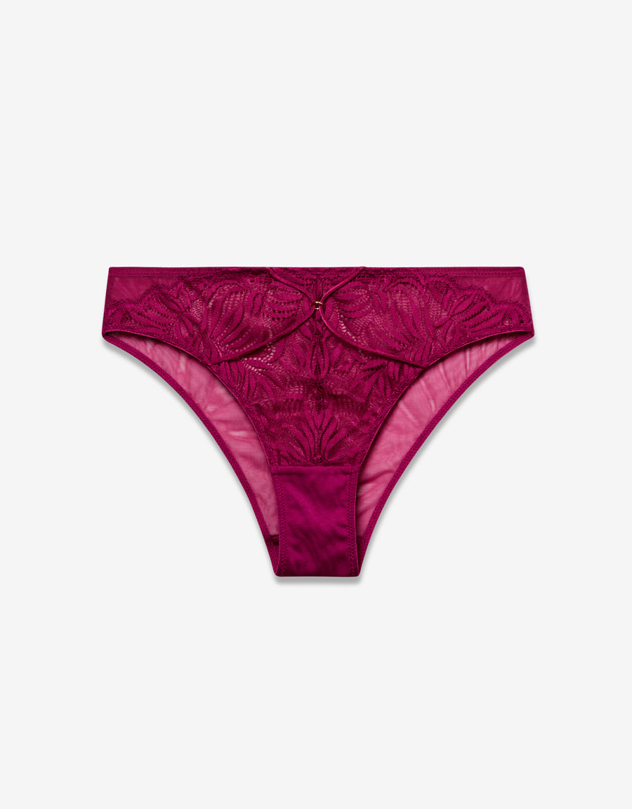 Lace Brazilian Panty in Dark Pink