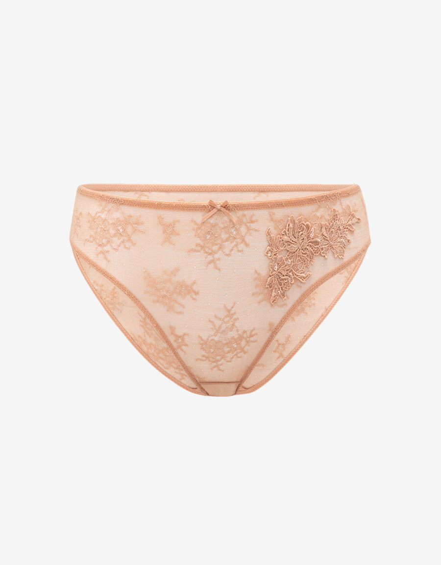 Sequin Embroidered Lace Bikini Panty