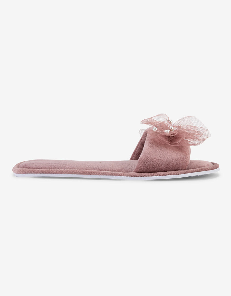 Plush Open Toe Slipper