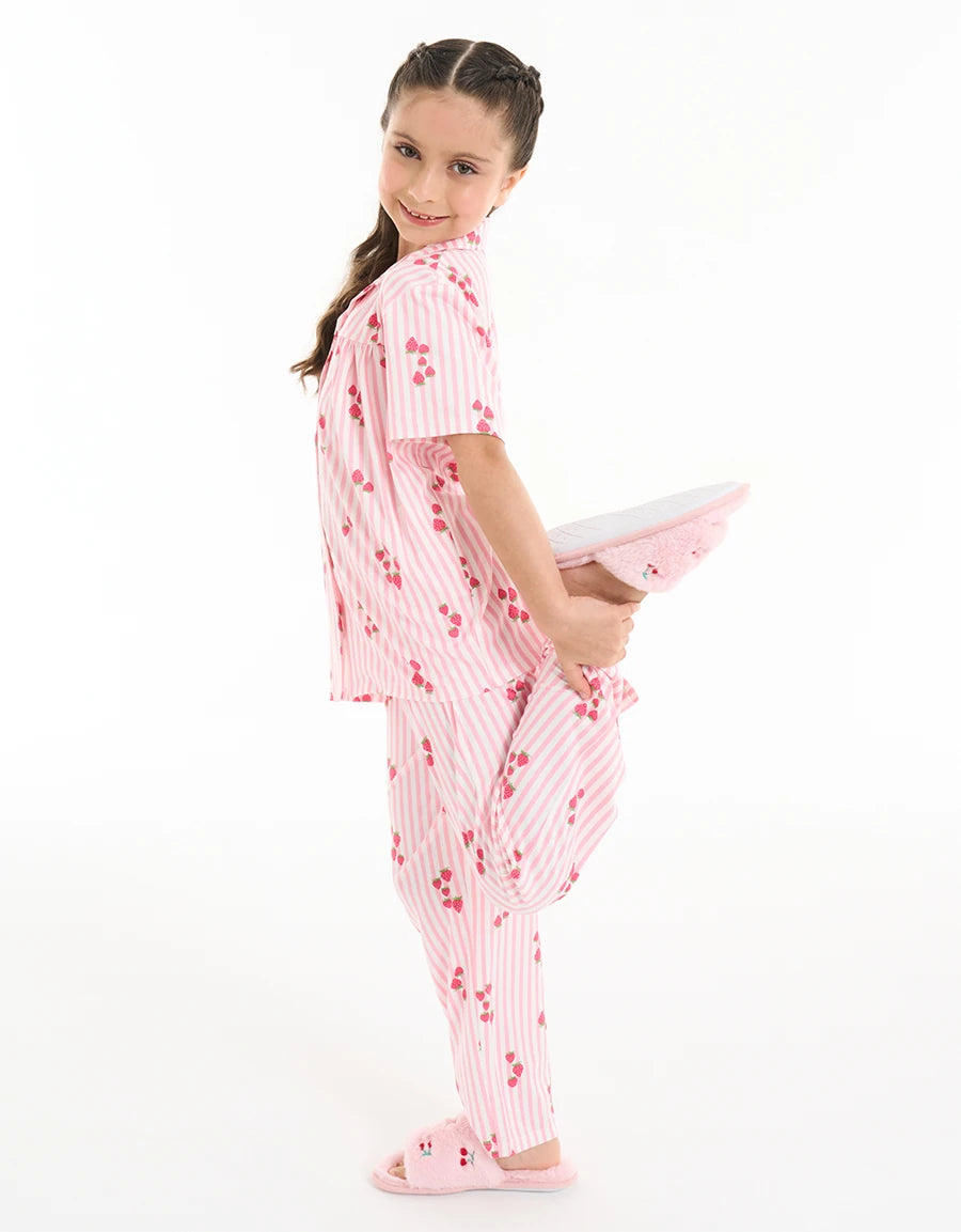 Strawberry Print Pajama Set