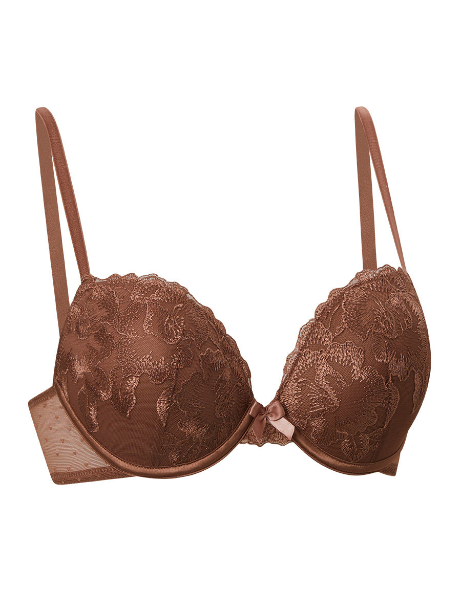 Embroidery Push-Up Plunge Bra