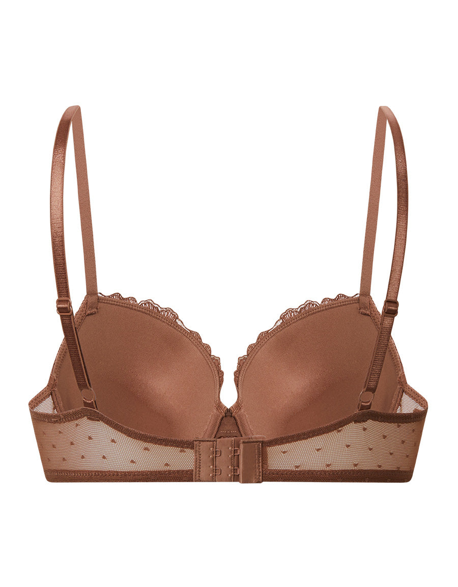 Embroidery Push-Up Plunge Bra