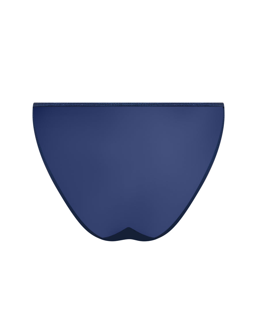 Blue Satin Lace Tanga