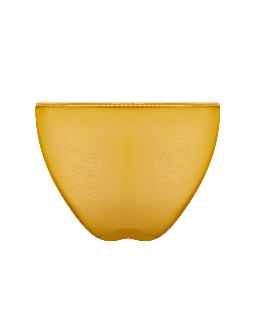 Floral Embroidered Yellow Tanga