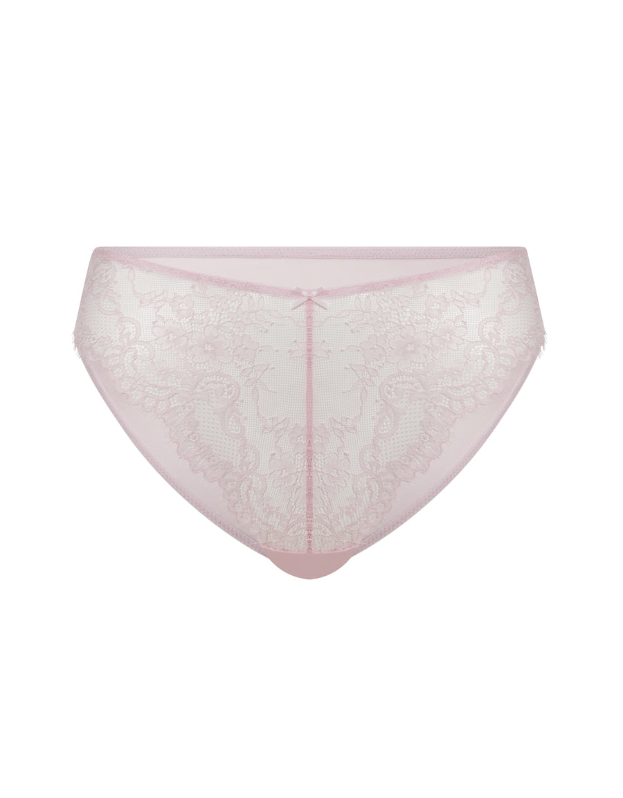 Lace-Trimmed Pink Brazilian