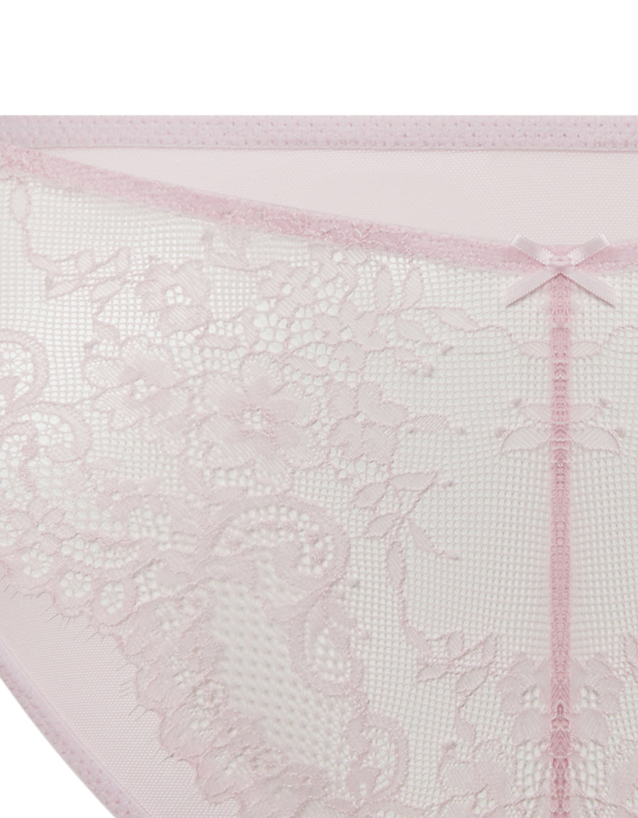 Lace-Trimmed Pink Brazilian