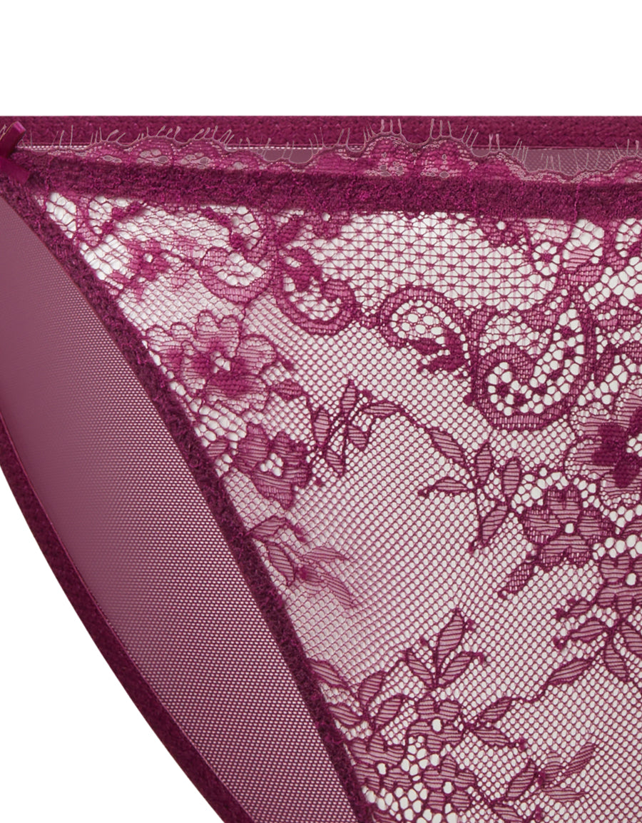 Floral Lace Dark Pink Tanga