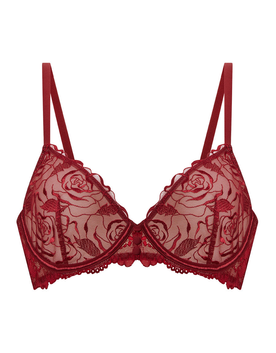 Non Padded Embroidery Plunge Bra