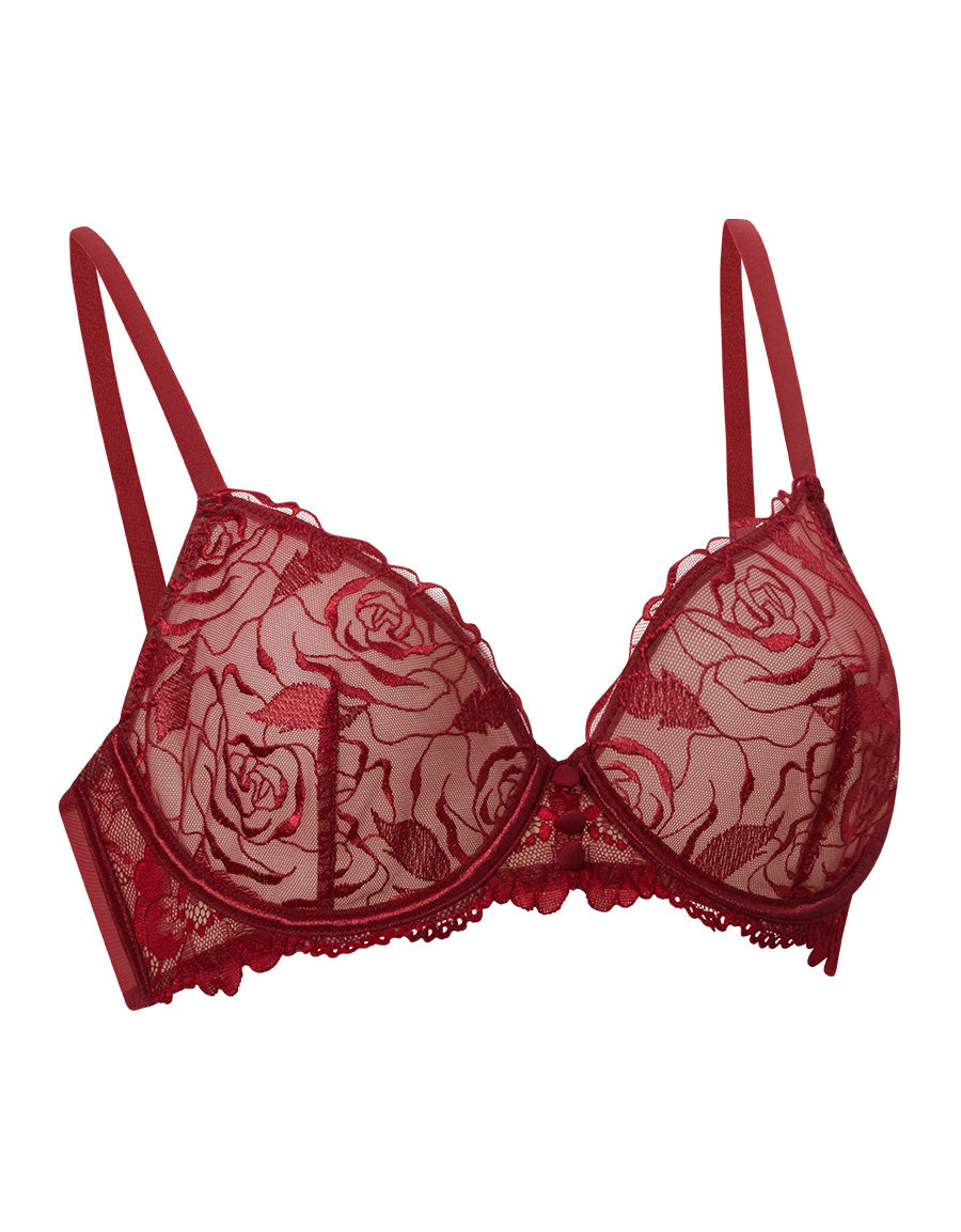 Non Padded Embroidery Plunge Bra
