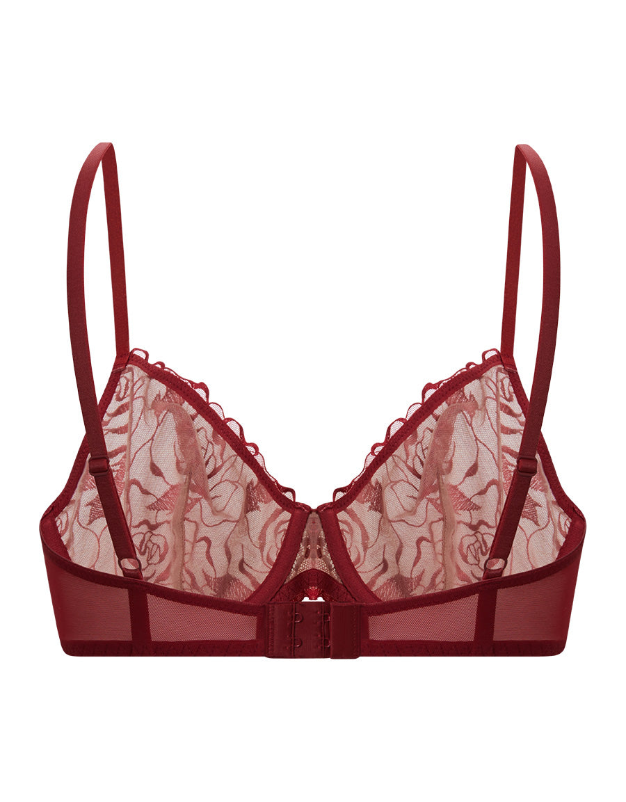 Non Padded Embroidery Plunge Bra