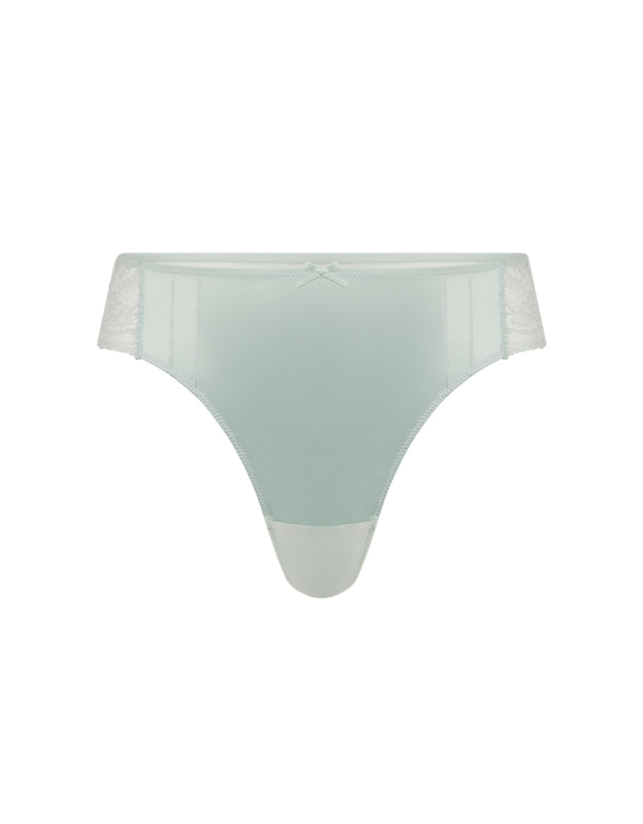 Blue Satin and Lace Thong