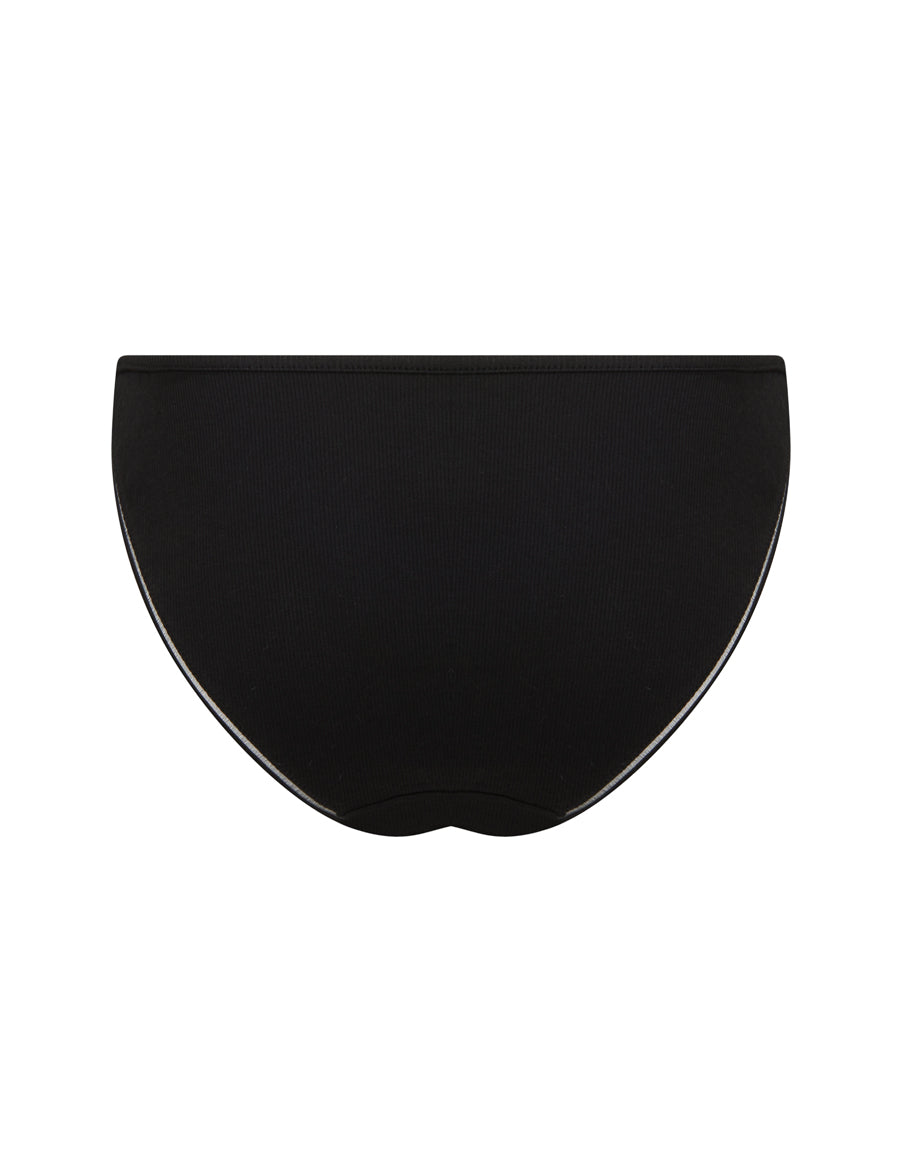 Black Ribbed Cotton Tanga