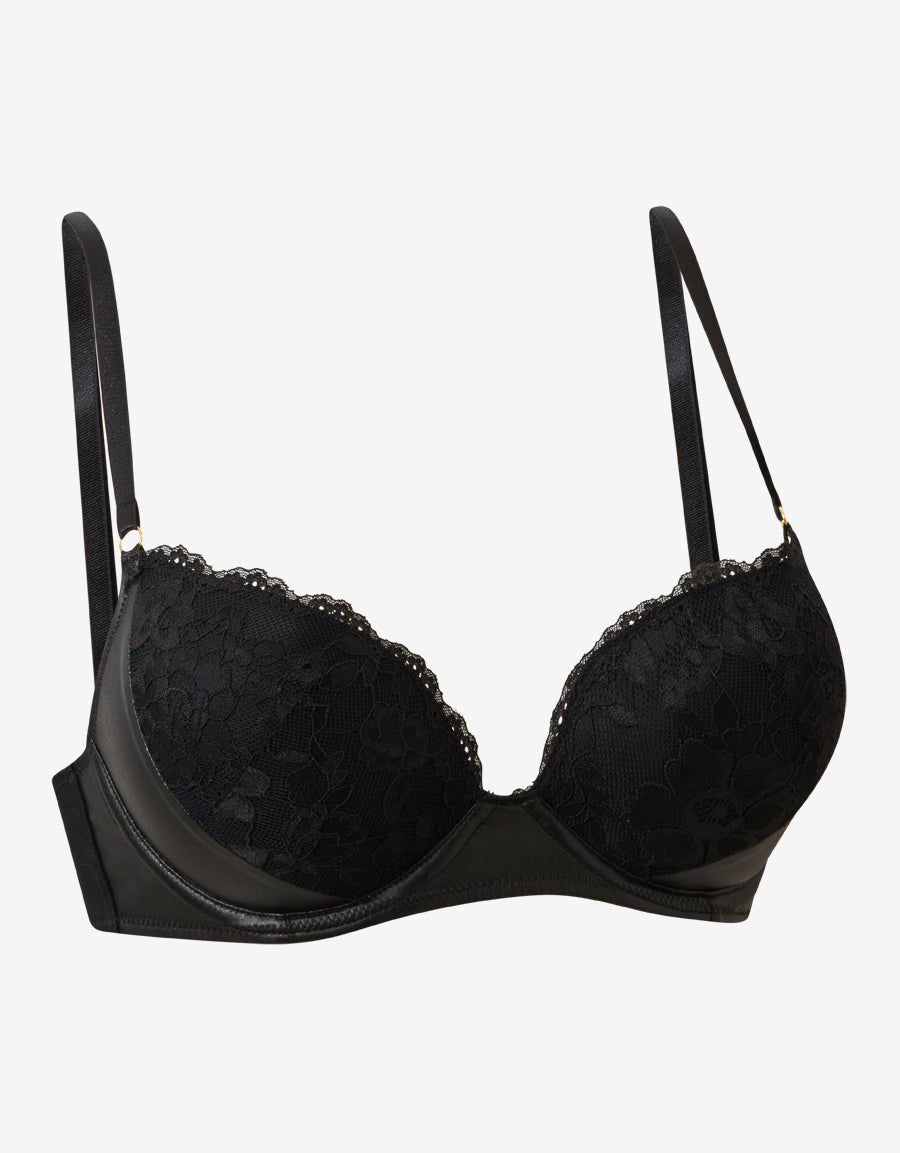 Black Double Push-Up Plunge Bra