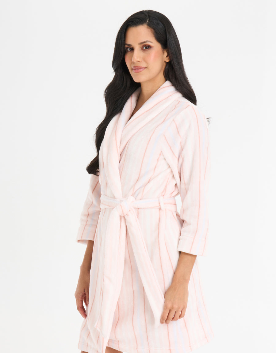 Striped Fleece Robe Set