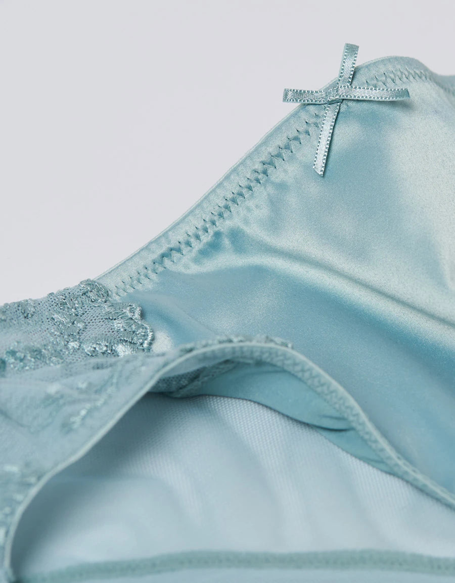 Embroidered Satin Brazilian Panty