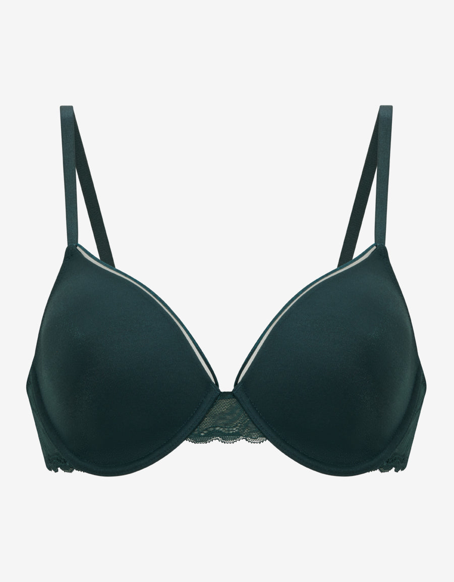 Green Lightly Padded Plunge Bra
