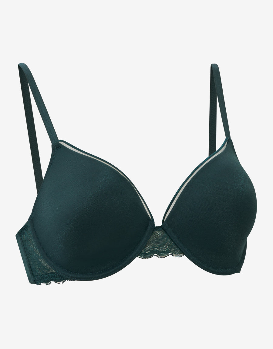 Green Lightly Padded Plunge Bra