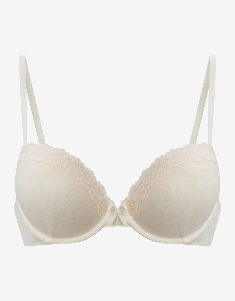 White Floral Plunge Bra