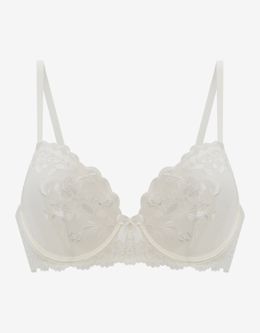 White Non Padded Plunge Bra