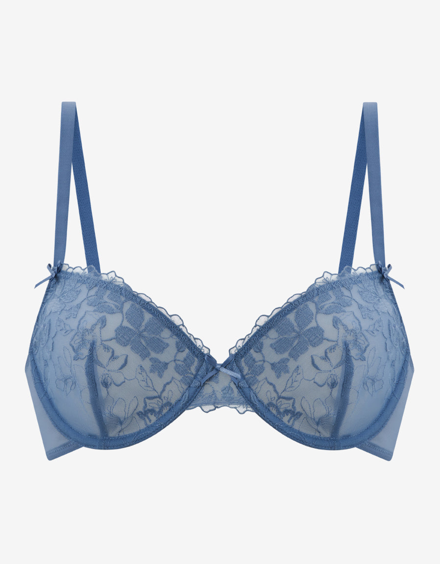 Blue Non Padded Balconette Bra