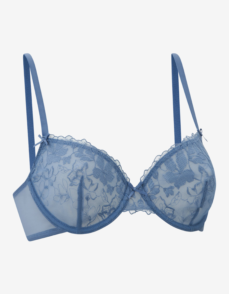 Blue Non Padded Balconette Bra
