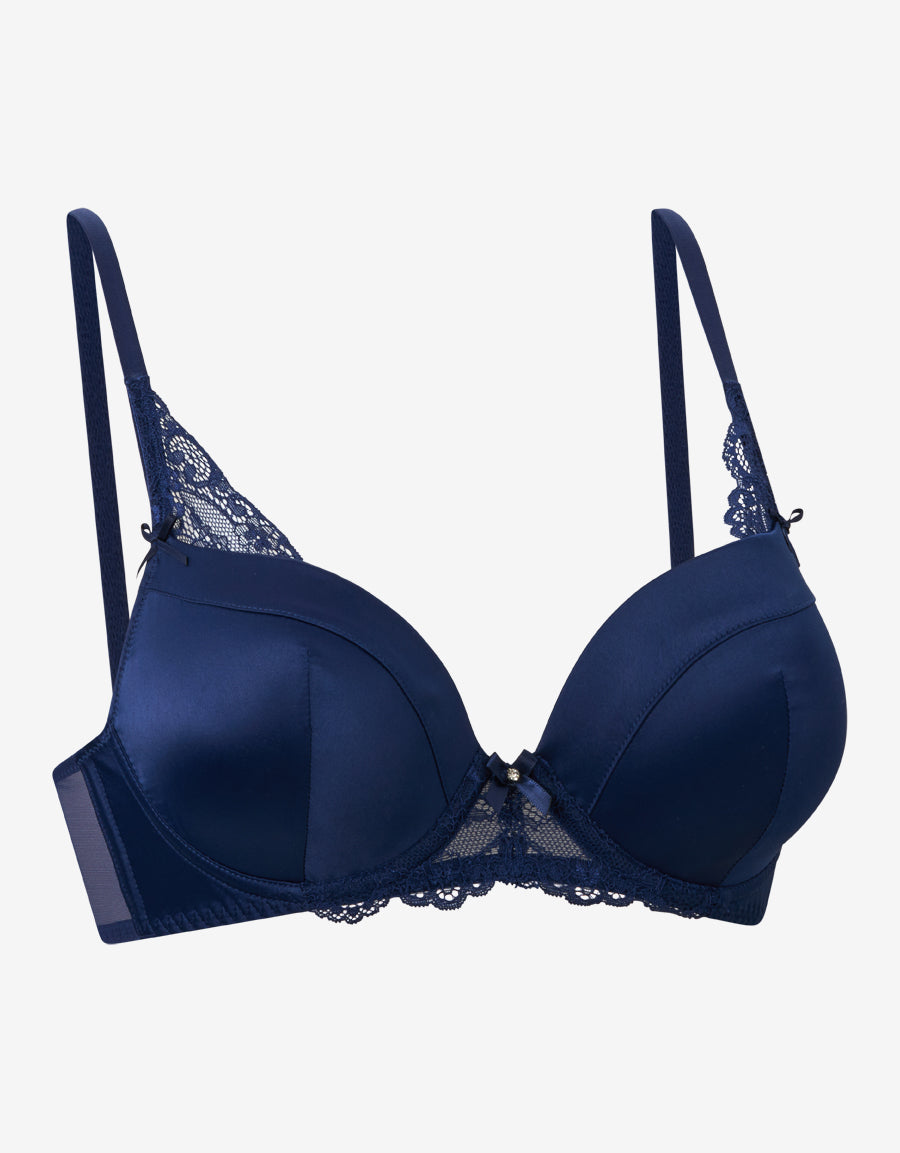 Satin And Lace Balconette Bra