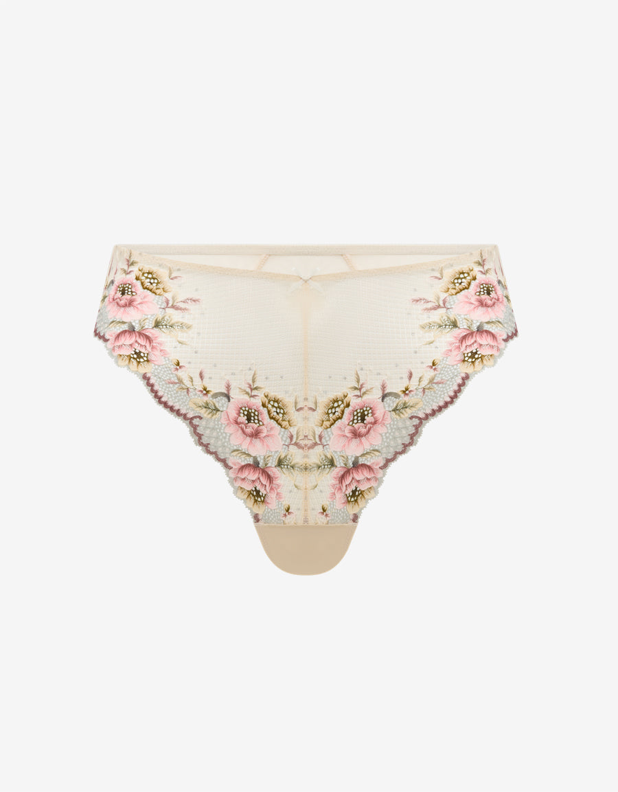 Lace And Mesh Thong