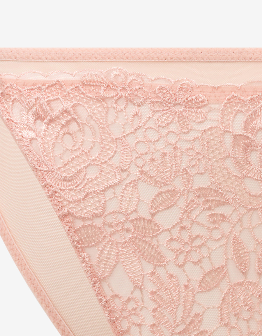 Mesh And Embroidery Tanga