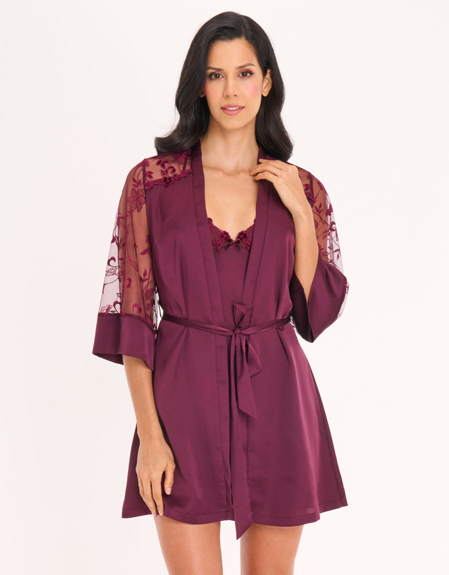 Satin And Embroidery Short Dress