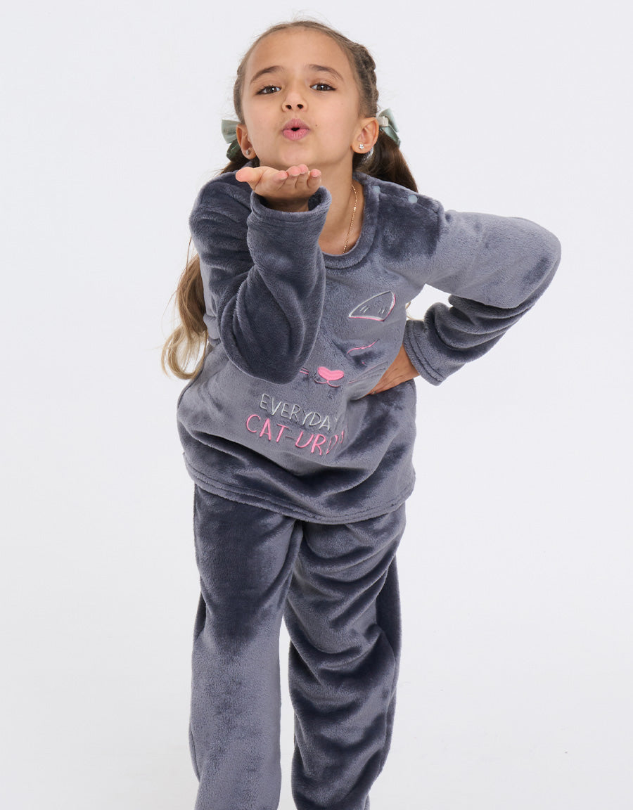 Grey Fleece Pajama Set