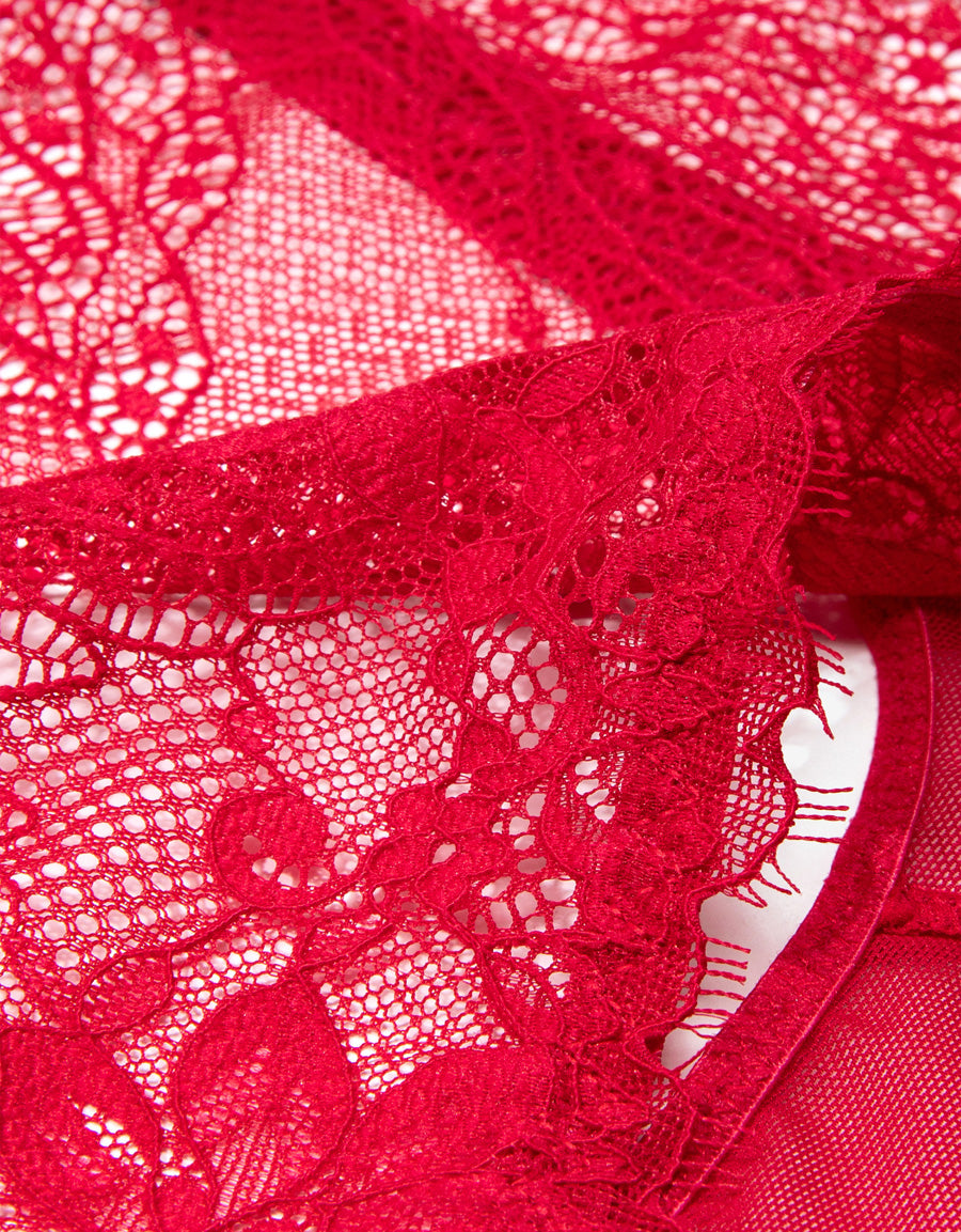 Lace Thong Panty in Red