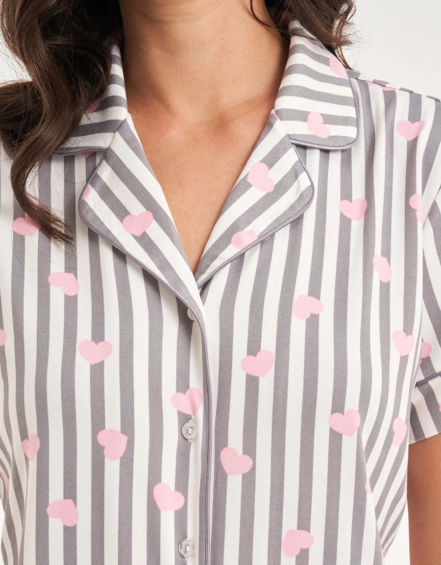 Heart Print Short Pajama Set