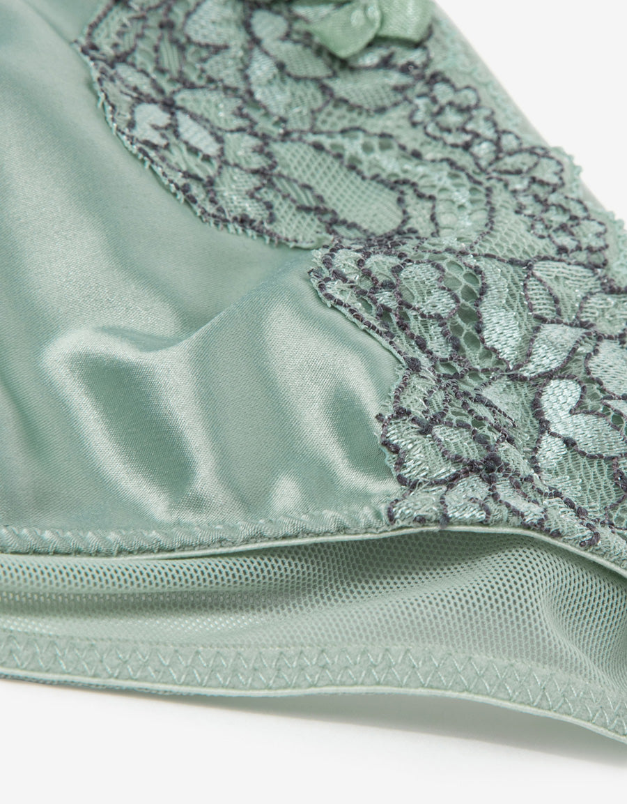 Lace-Trim Satin Tanga Panty