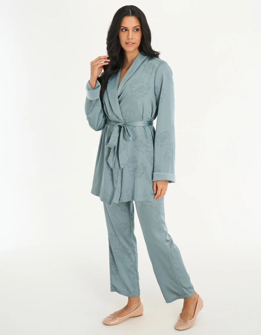 3-Piece Jacquard Satin Pajama Set