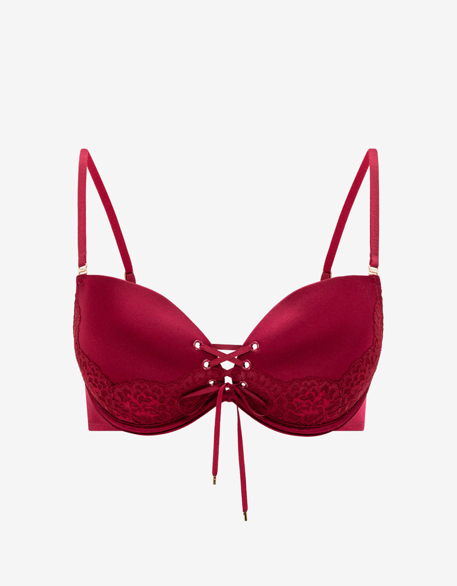 Lace-Up Push Up Plunge Bra
