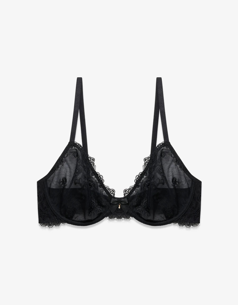 Embroidered Lace Plunge Bra