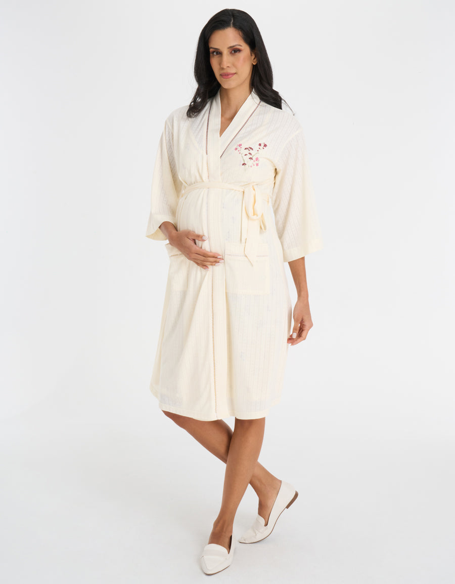Pointelle Maternity Reception Dress and Robe