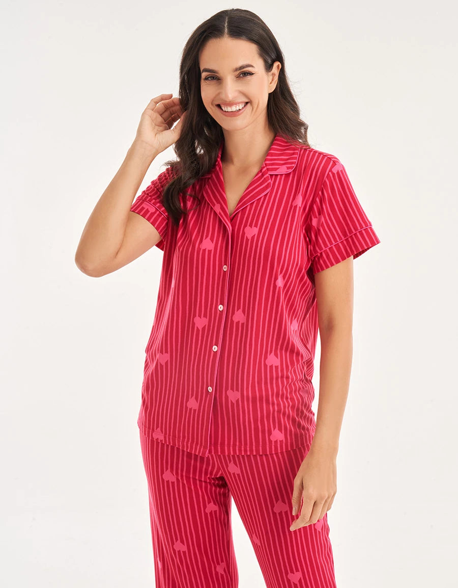 Heart Print Pajama Set
