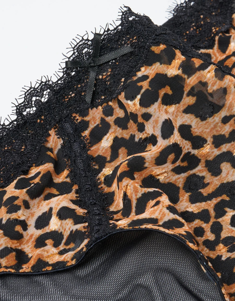 Lace-Trim Leopard Print Bikini Panty