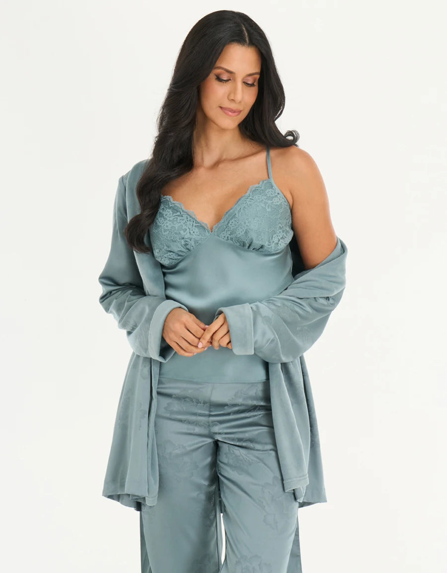 3-Piece Jacquard Satin Pajama Set